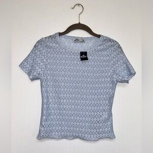 NWT Hollister Light Blue Lace Baby T Crop Top Size S​